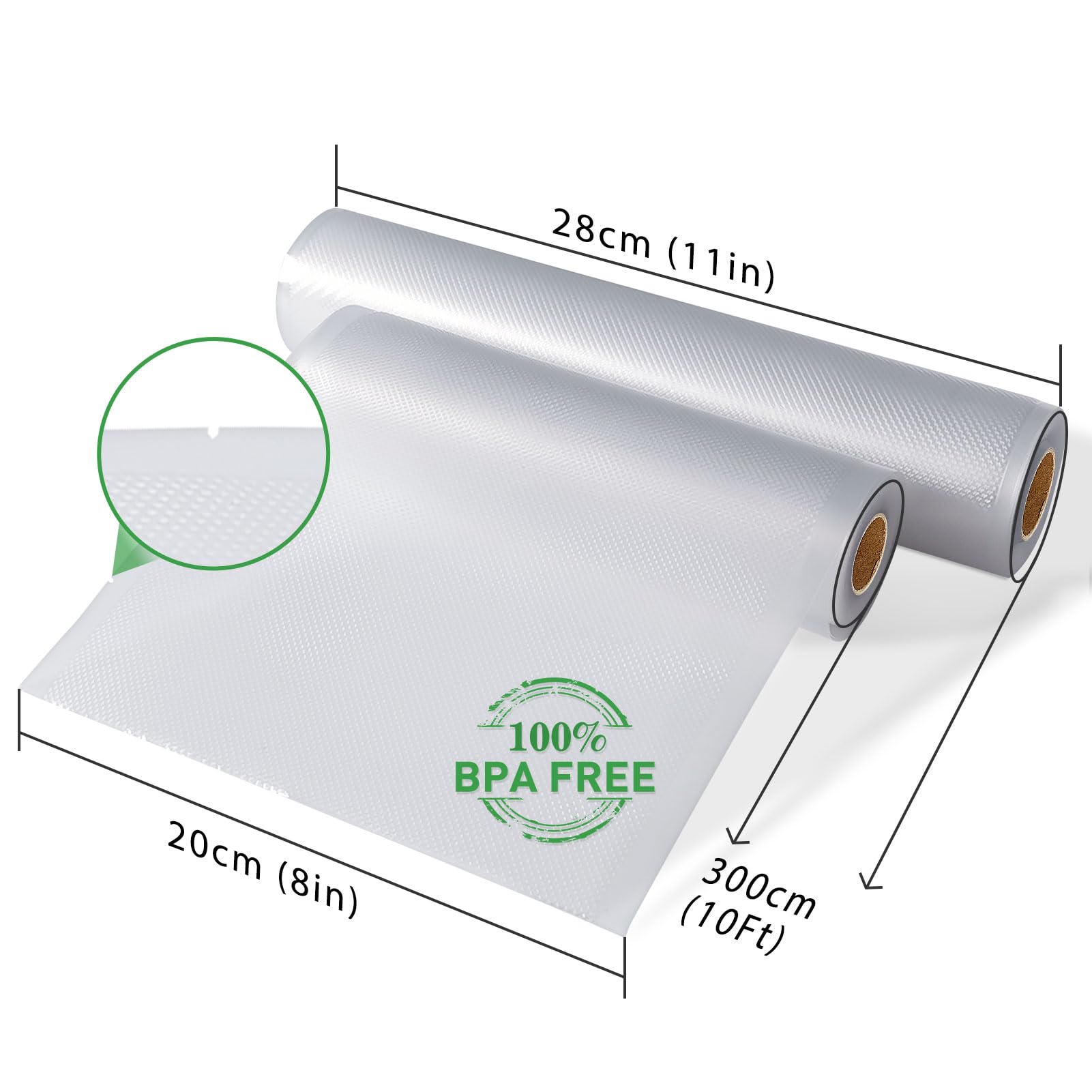 KitchenBoss Worki Próżniowe do Pakowania Próżniowego, 6 Rolki 20/28 X 300 Cm, Folia Próżniowa Do Zgrzewarki Próżniowej I Gotowania Sous Vide, Nie Zawiera BPA, Odporne Na Rozdarcie