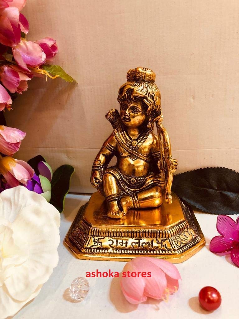 Ashoka Stores Ram Lalla Idol for Home (NatKhat), White Metal Lord Ram (Bal Swarup) with Dhanush Showpiece