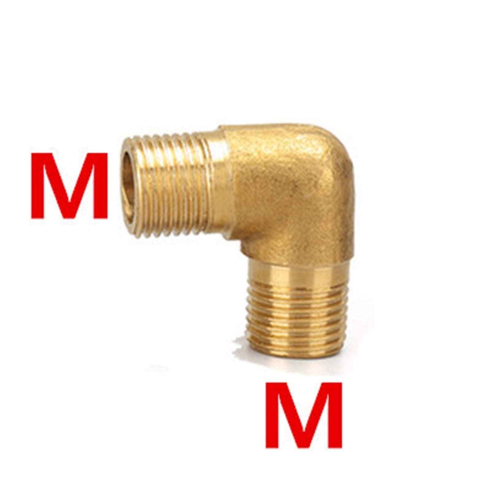 Qinlu-Brass Connector Hose Fitting 90 Deg Brass Elbow Pipe Fitting Connector Coupler For Water Fuel Copper Adapter, 1/8