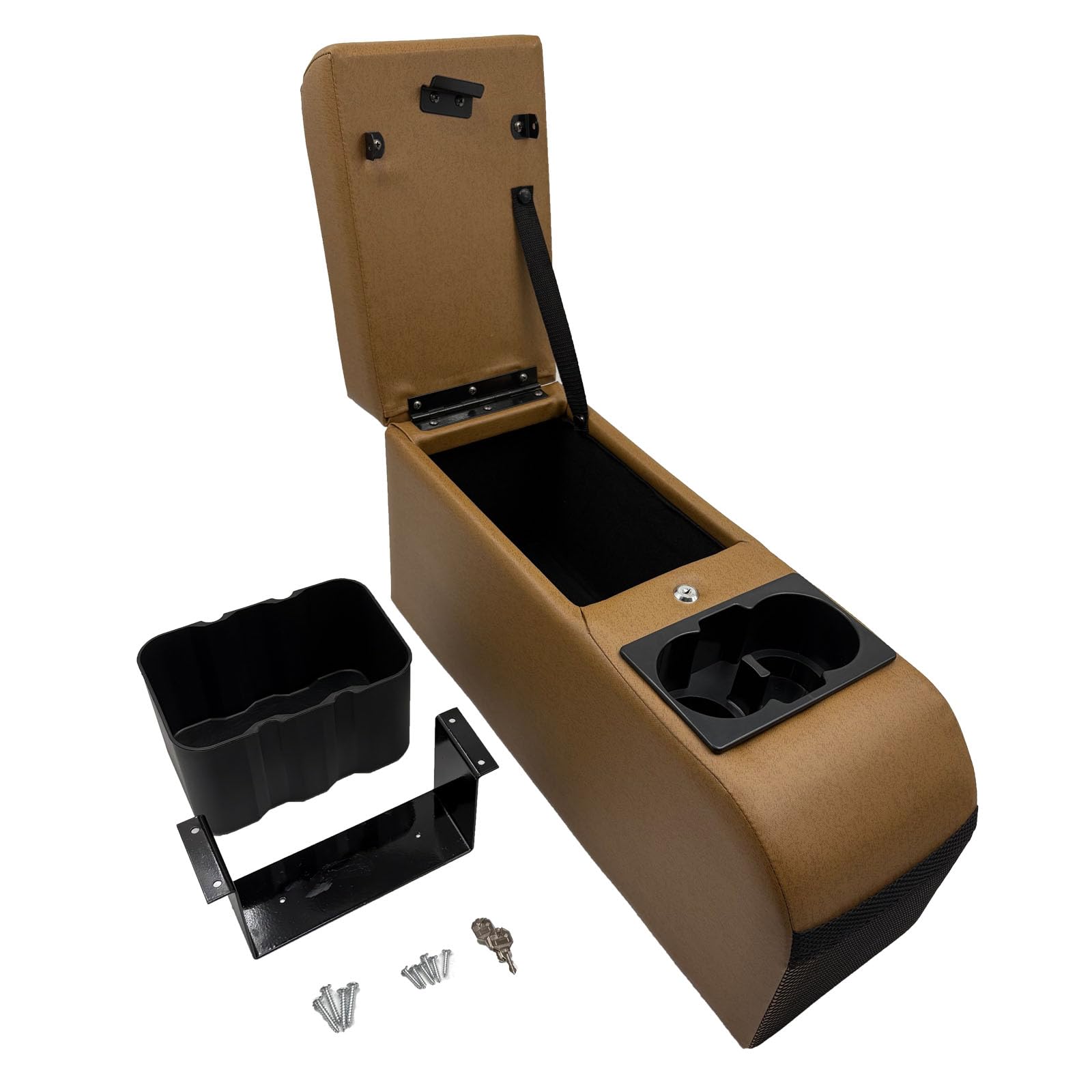 LOOYE Brown Truck Center Console Truck Seat/Bench Organizer for Jeep CJ/Wrangler YJ | Fits 1976-1983 Jeep CJ5 / 1976-1986 Jeep CJ7