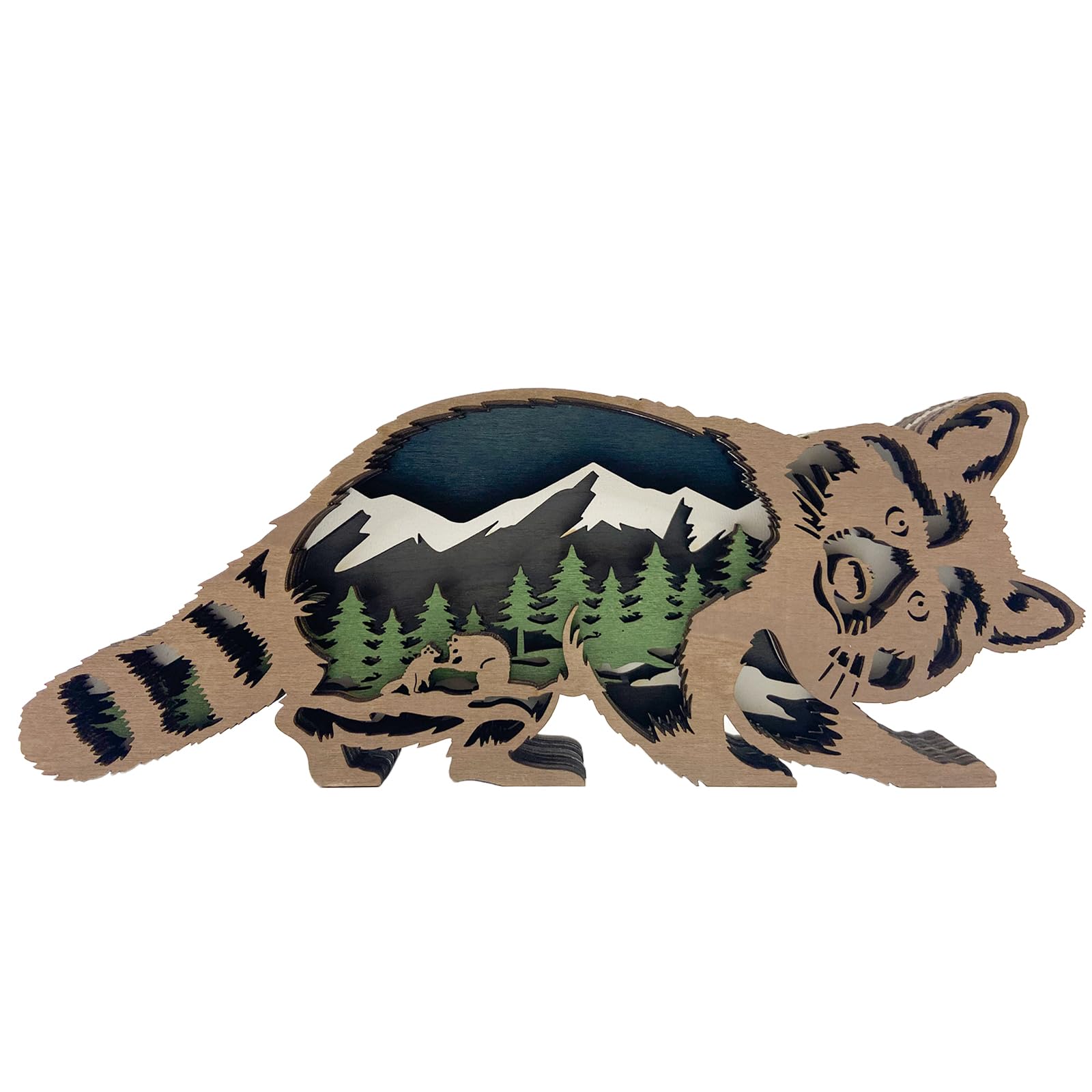 Laozai Wooden Forest Animals Decor,Cabin Decor, Rustic Decor Wall Decorations Mountain decor for Bedroom Living Room Table Decorative (Raccoon)