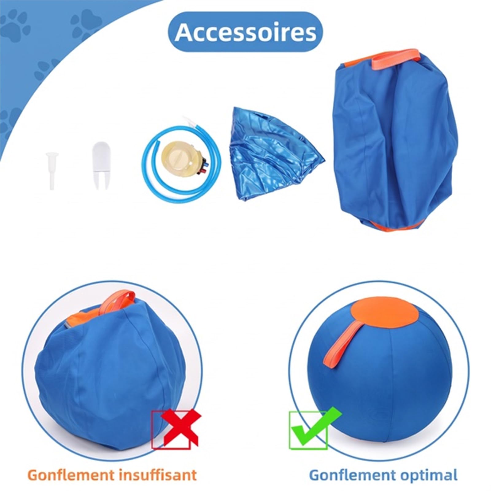 Naveo Jouet Gonflable Chien pour Grands Chiens | Ballon résistant pour jeux extérieurs facile à gonfler favorise l'exercice la coordination et l'interaction