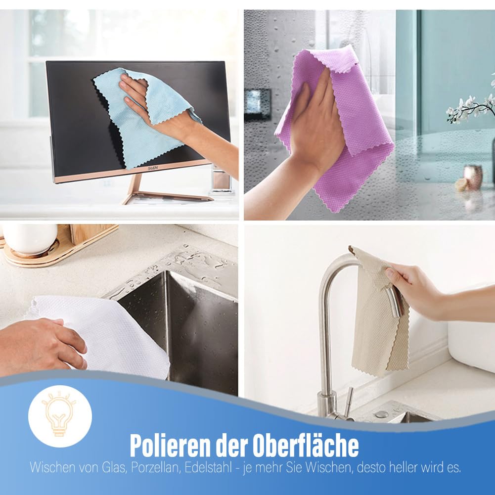Mikrofasertücher 16 Stück Fishscale Reinigungstücher Zufällige Farben Lappen Tücher Fenstertuch Fensterputztücher Putztuch Mikrofasertuch Staubtuch Waschlappen für Auto Fenster Küche Schale