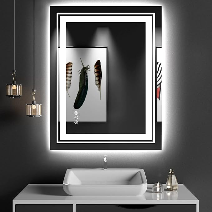 Snowdool LED Bathroom Mirror with Lights, 28 x 36 Inch