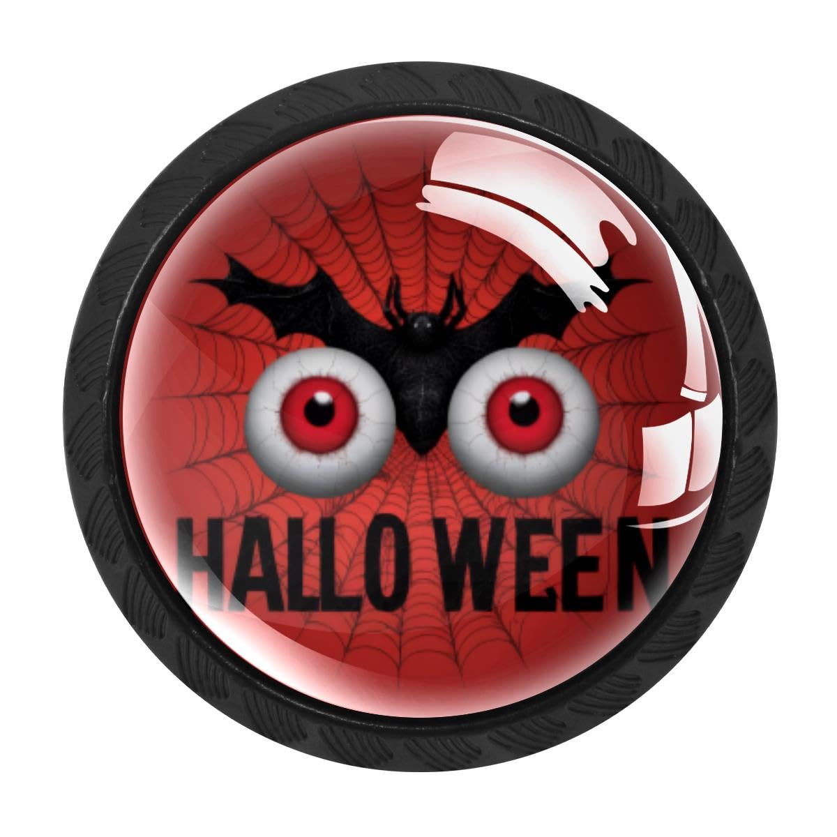 HEOEH 4 PCS Cabinet Knobs, Halloween Eyes Bat Drawer Knobs Dresser Handles