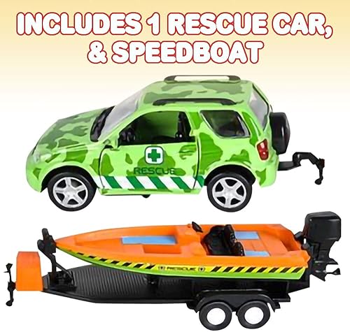 Miniatura 2 de ArtCreativity Coche de juguete SUV con remolque y lancha rápida para niños, juego interactivo de la selva con barco de velocidad desmontable y