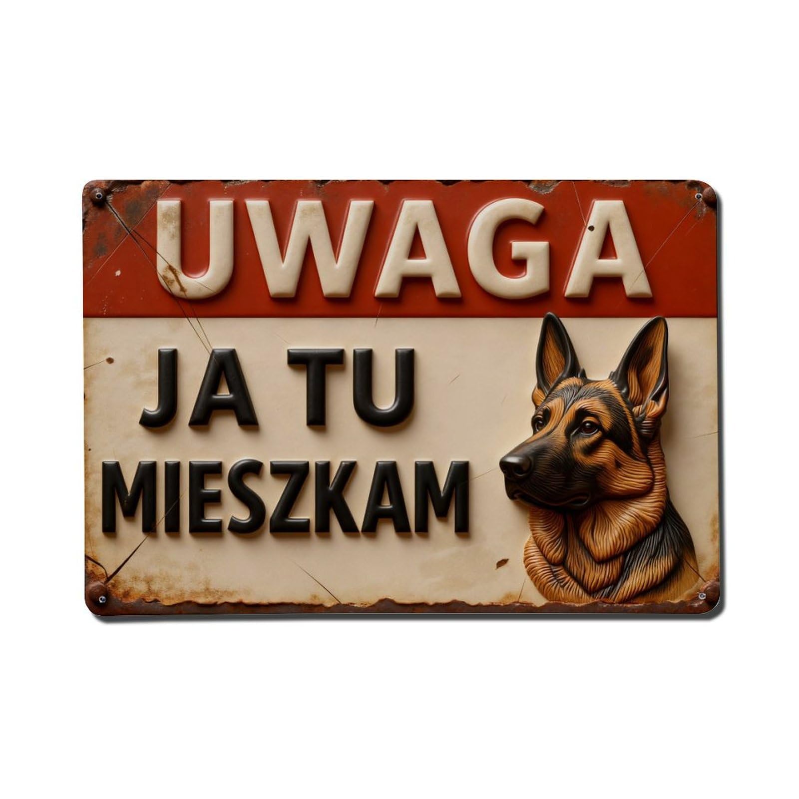 Attention I Live Here Dog Metal Tin Sign Plaque