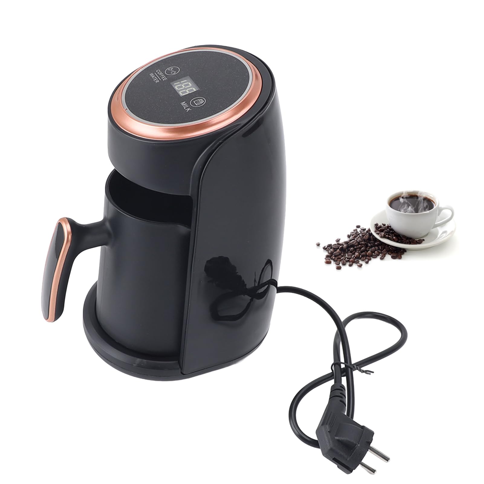 BORDEAG Cafetière Turque Électrique 500ml - Poignée Sécurisée - Chauffage Induction - Inox