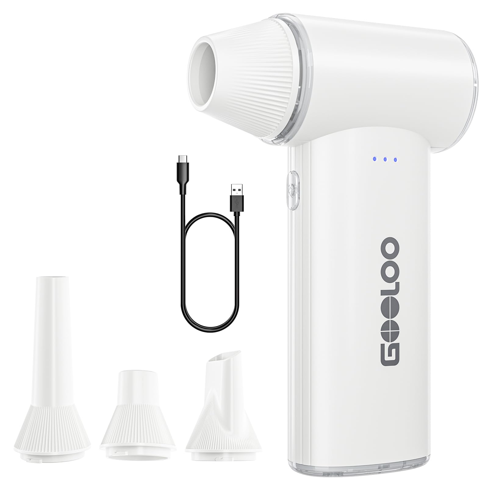 GOOLOO F3 Dépoussiéreur Électrique à air Comprimé – Souffleur PC 150 000 TR/Min, 52 M/S, 3 Vitesses Réglables, avec Fonction de Charge Rapide, Pour PC, Voiture, Extérieur, Canapé