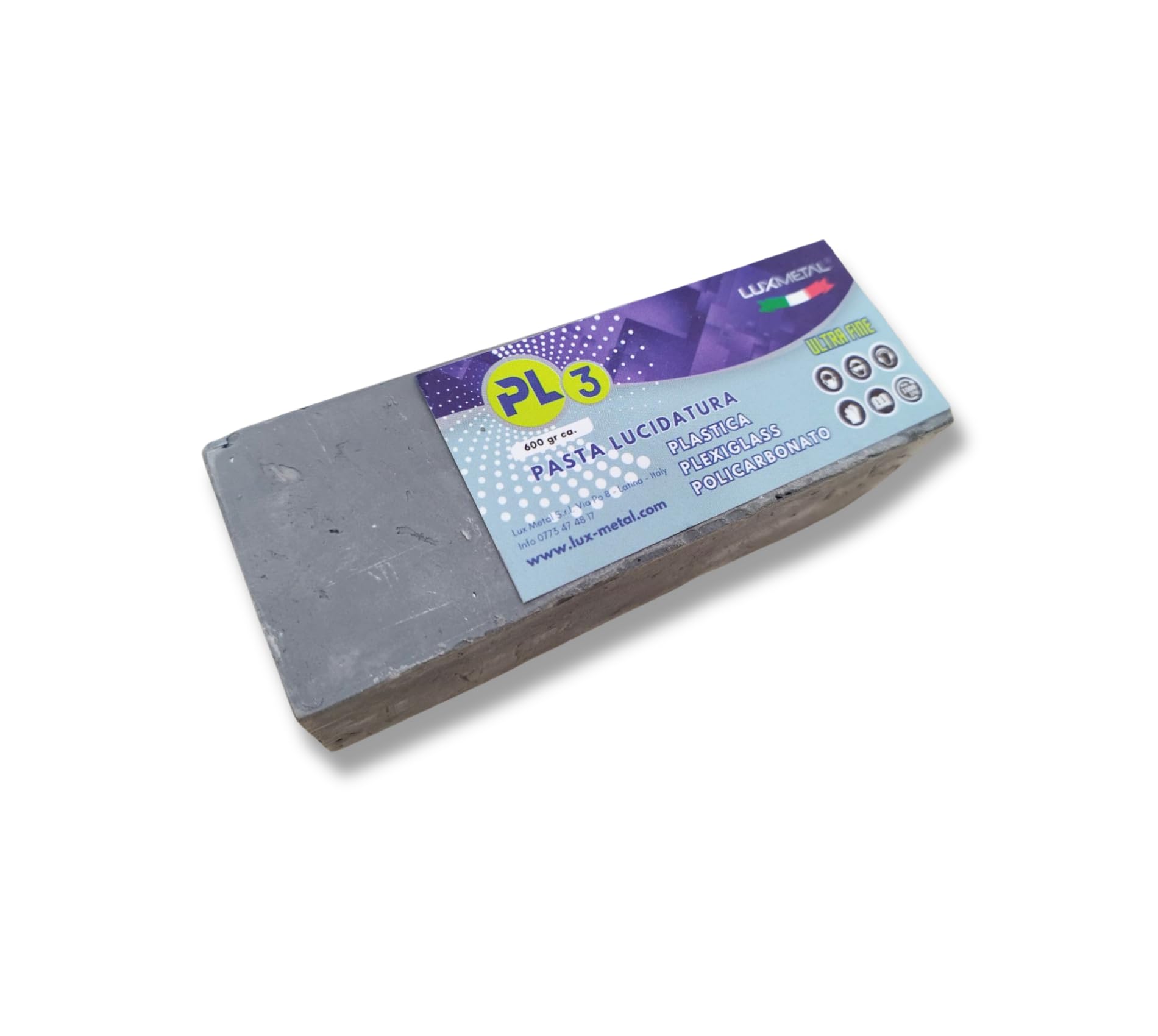 Pasta Abrasiva para Plástico PL3 600 gr Pulido Ultra Fino Plexiglás Transparente Policarbonato Pulido de Plásticos Quitar Rayones de Plástico Pasta abrasiva Plexiglás Renovar Faros coche