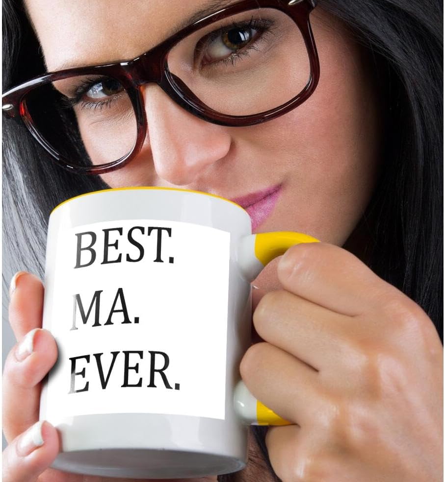 Miniatura 2 de 3dRose Best Ma Ever-Gifts - Taza de cerámica con apodos para mamás, color amarillo y blanco