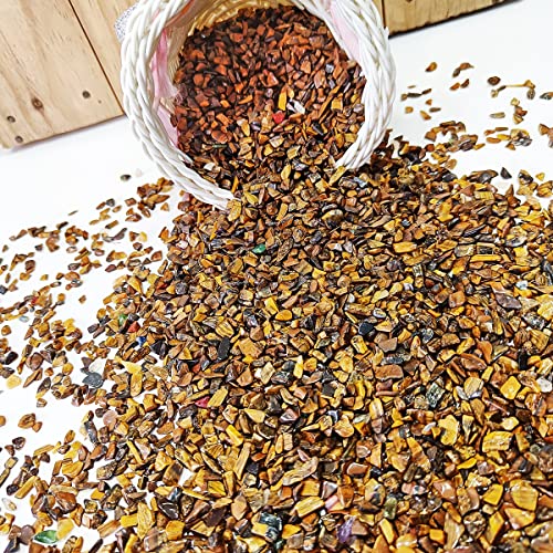 Image of Healing Crystal Chips for Vastu Natural Tigers Eye Chips Stone 250 Gm Tigers Eye Crystal Stone Chips Dust Raw Rough Stone For Reiki Healing Meditation