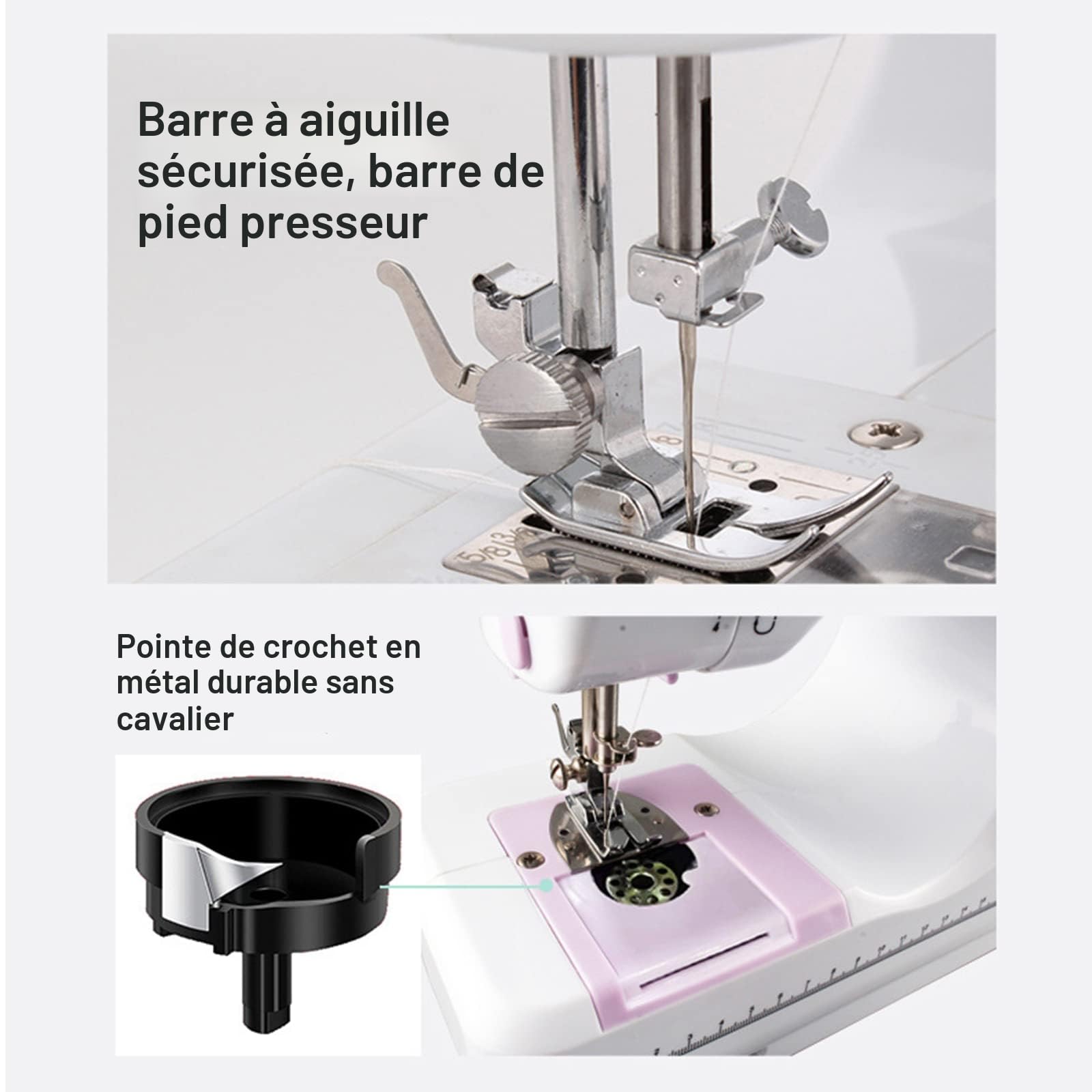 Machines à coudre simples, machine à coudre multifonction à 12 points, double ligne, machine à coudre domestique surjeteuse avec deux vitesses pour enfants et débutants