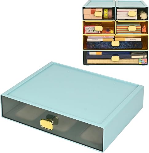 KAYYUKI WH Cajón organizador de escritorio apilable de 13 pulgadas de ancho x 9 pulgadas de largo x 3.3 pulgadas de alto, grandes cajones de