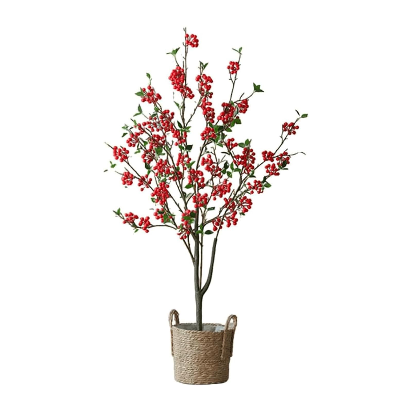 GTHTUHFD 4.4Ft Artificial Tree Artificial Fruit Tree Artificial Plant With Woven Seagrass Belly Basket Faux Tree Realistic Faux Plant