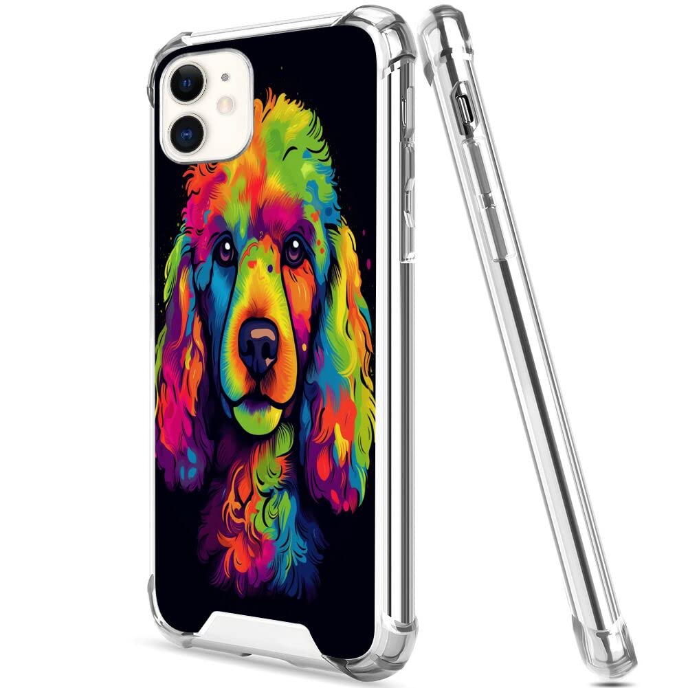 DeweiDirectClear Case for iPhone 11 with Poodle Dog Designer Art31 Pattern Slim Transparent TPU Four Corners Reinforced Protection Shockproof Scratch-Resistant