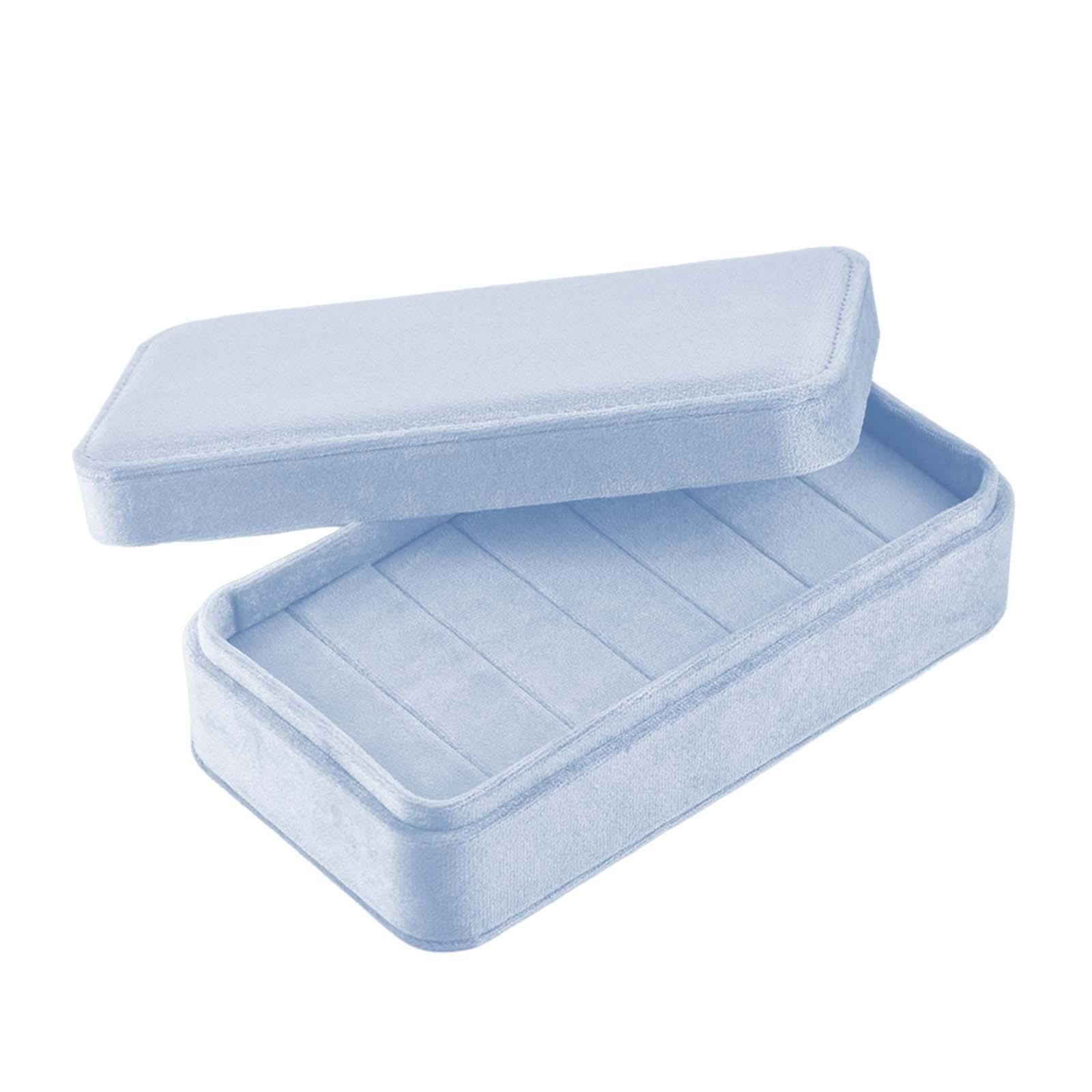 YIXANNX Jewelry Display Tray Bangle Organizer Velvet Stackable Trays Rings Storage Box With Lid Elegant Solution For Organizing Jewelry Dustproof Velvet Rings, Blue, 18x10x5cm