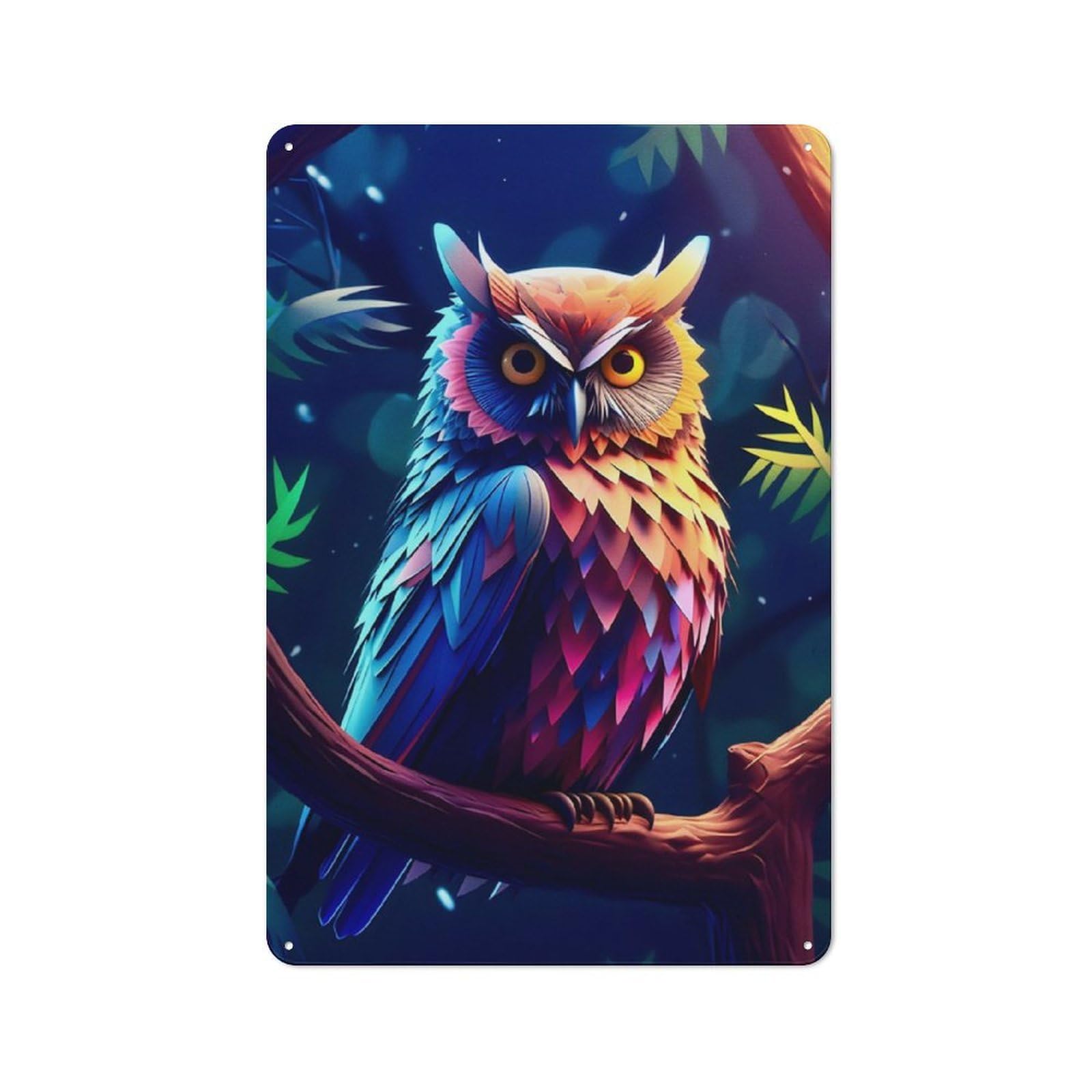 Junmoney Amazing Owl 3D Tin Wall Plaque 30X20cm With For Hallway Wall, Suited To Wall Displays In Hallways And Entrance Areas