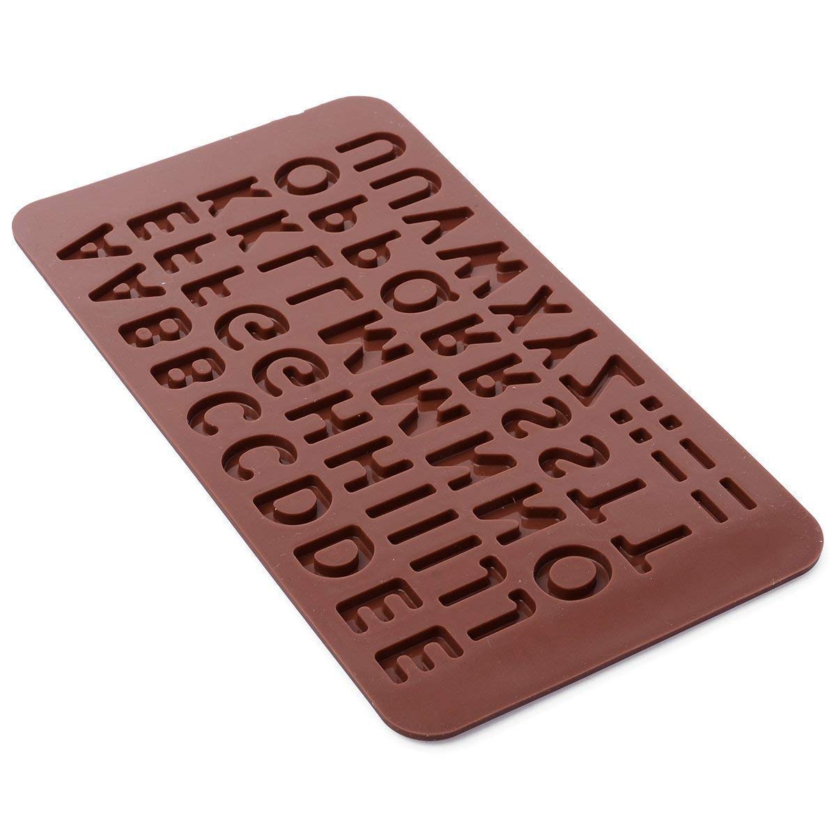 Luxansa Silicone Alphabets Shape Chocolate Jelly Candy Mould, Cake Baking Mould, Bakeware Mould, (Brown) 1