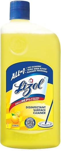 Lizol Disinfectant Surface & Floor Cleaner Liquid, Citrus - 1 Litre | Suitable for All Floor Cleaner Mops | Kills 99.9% Germs| India's #1 Floor...