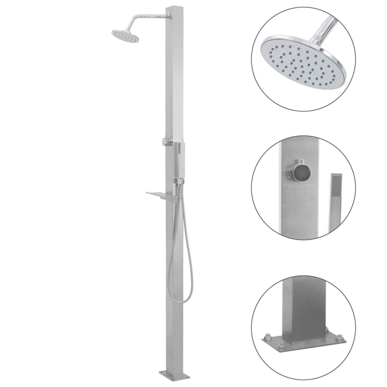 Festnight Doccia da Giardino, Doccia per Piscina, in Acciaio Inox Lineare