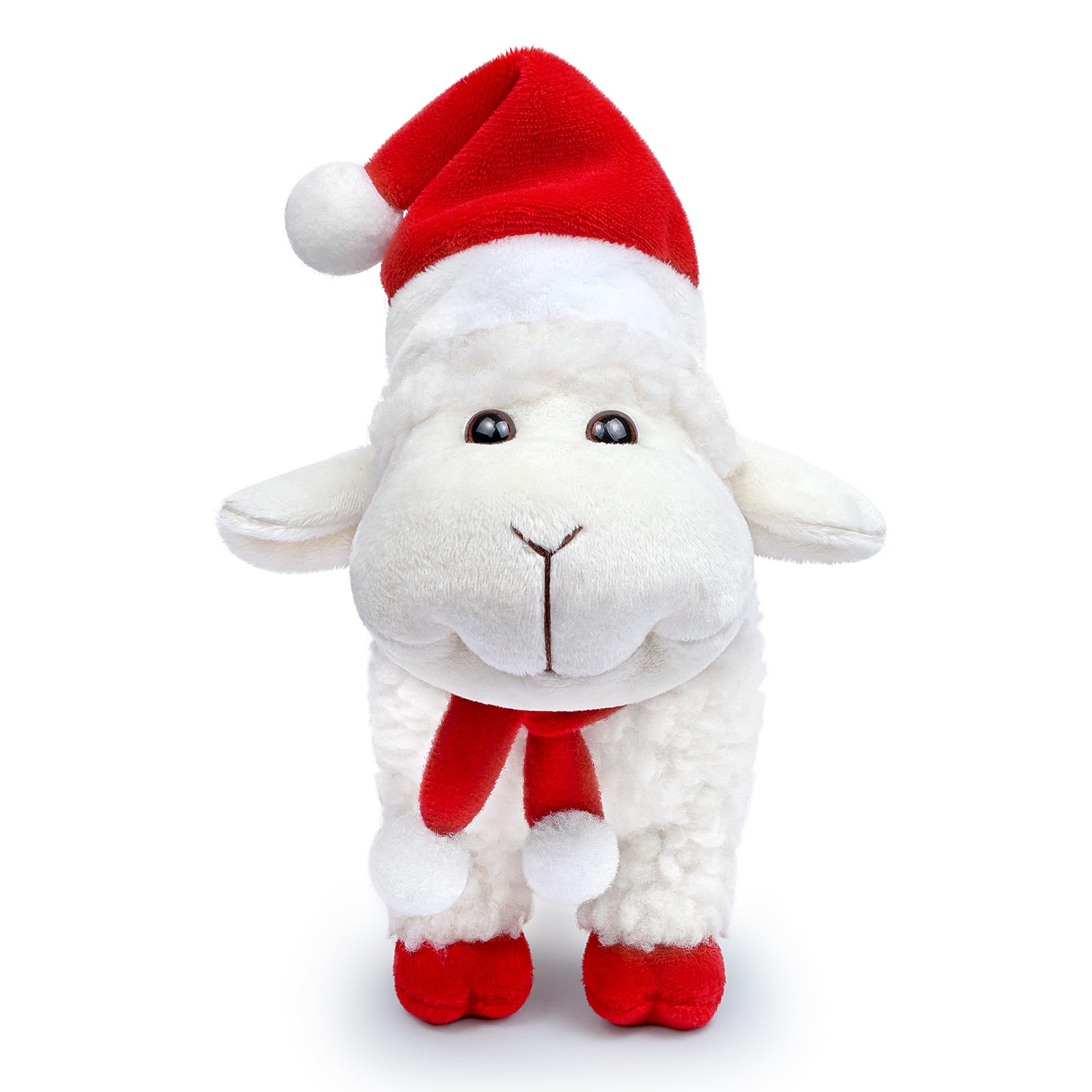 Tiny Heart Cute Lamb Plush Toy 18cm/7”, Stand Cuddly Stuffed Animal Christmas Sheep Plush Toy, Super Soft Sheep Plush Home Decoration Animal Toys, Gift for Friends and Kids red