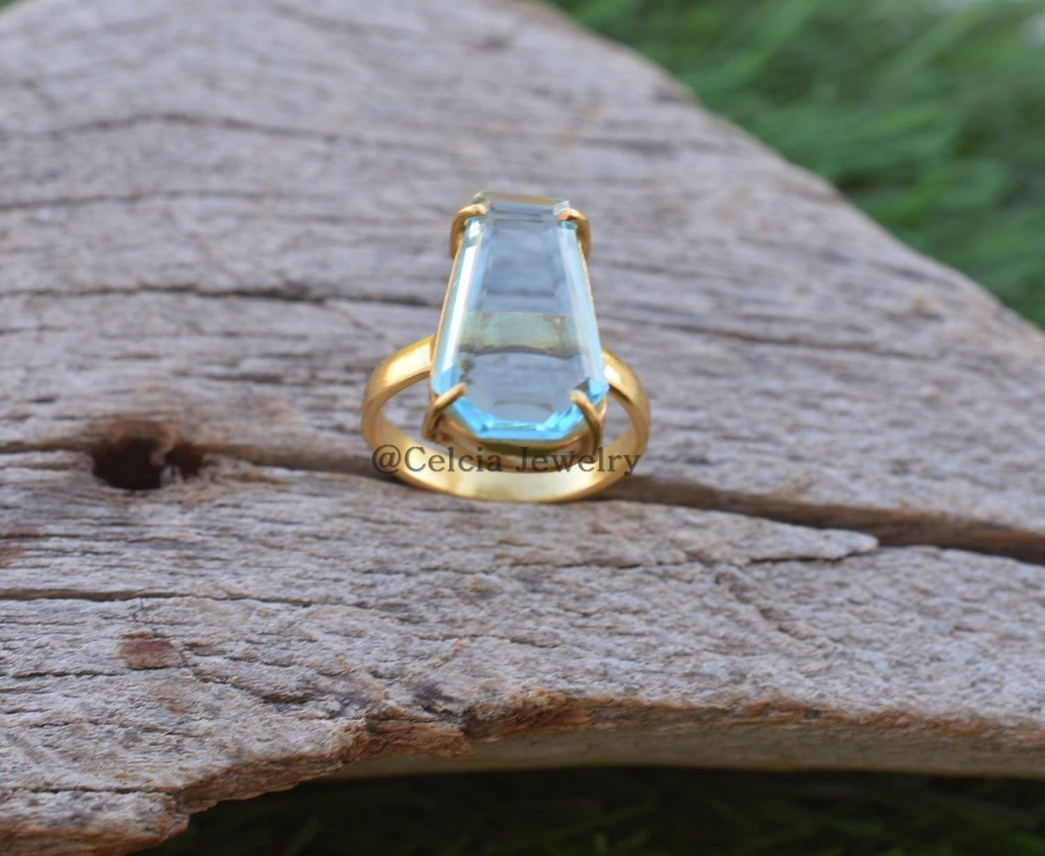Anillo llamativo con piedras preciosas de topacio, regalos de cumpleaños para hombres y mujeres, regalos de aniversario para papá, mamá, regalos de compromiso para él, ella