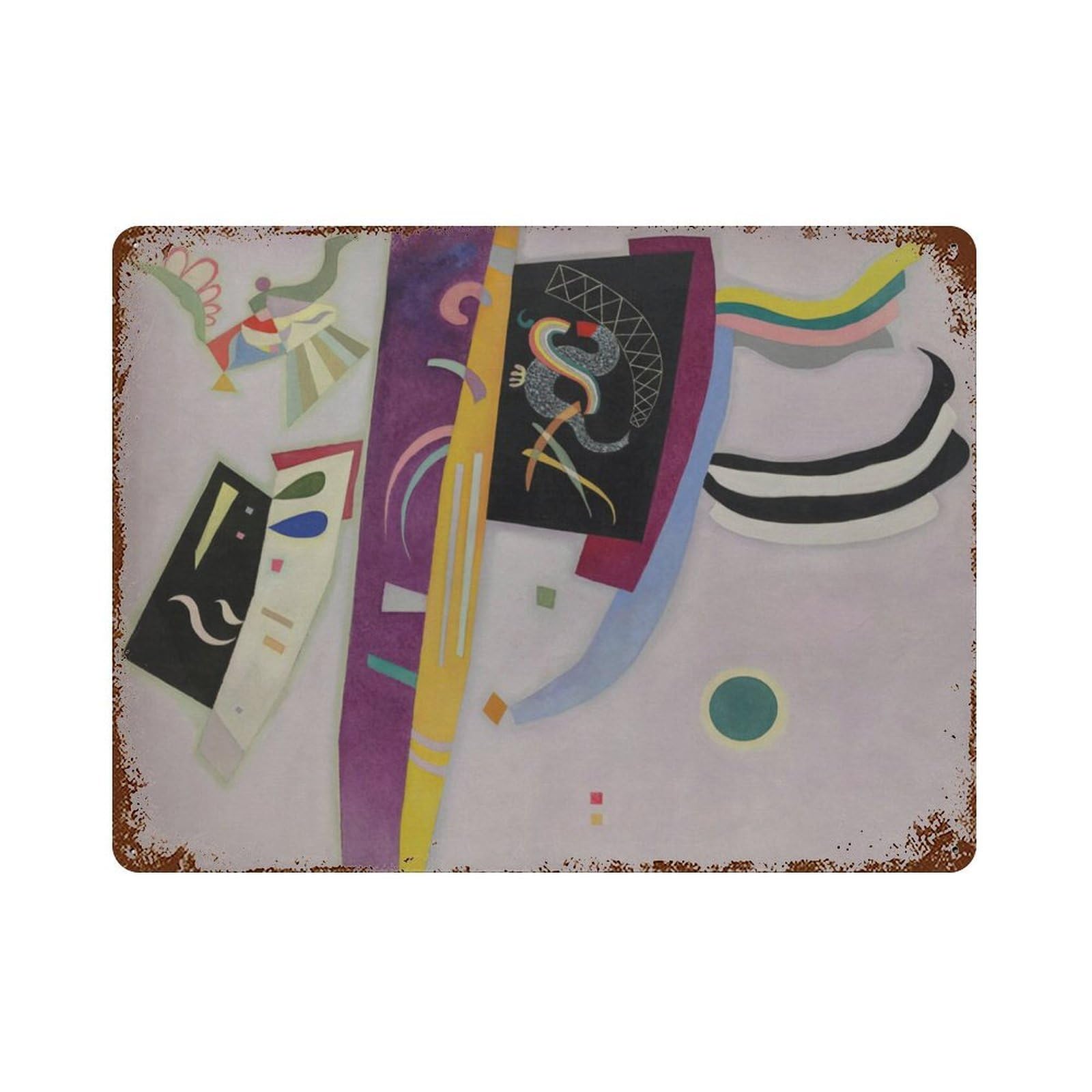 xiaoxiaoshen Kandinsky Violet-orange Abstract Modern Exhibition Wall Decor Art Metal Tin Poster Modern Home Decor Art Home Bar Shop Decorations Vintage Sign 30x40cm