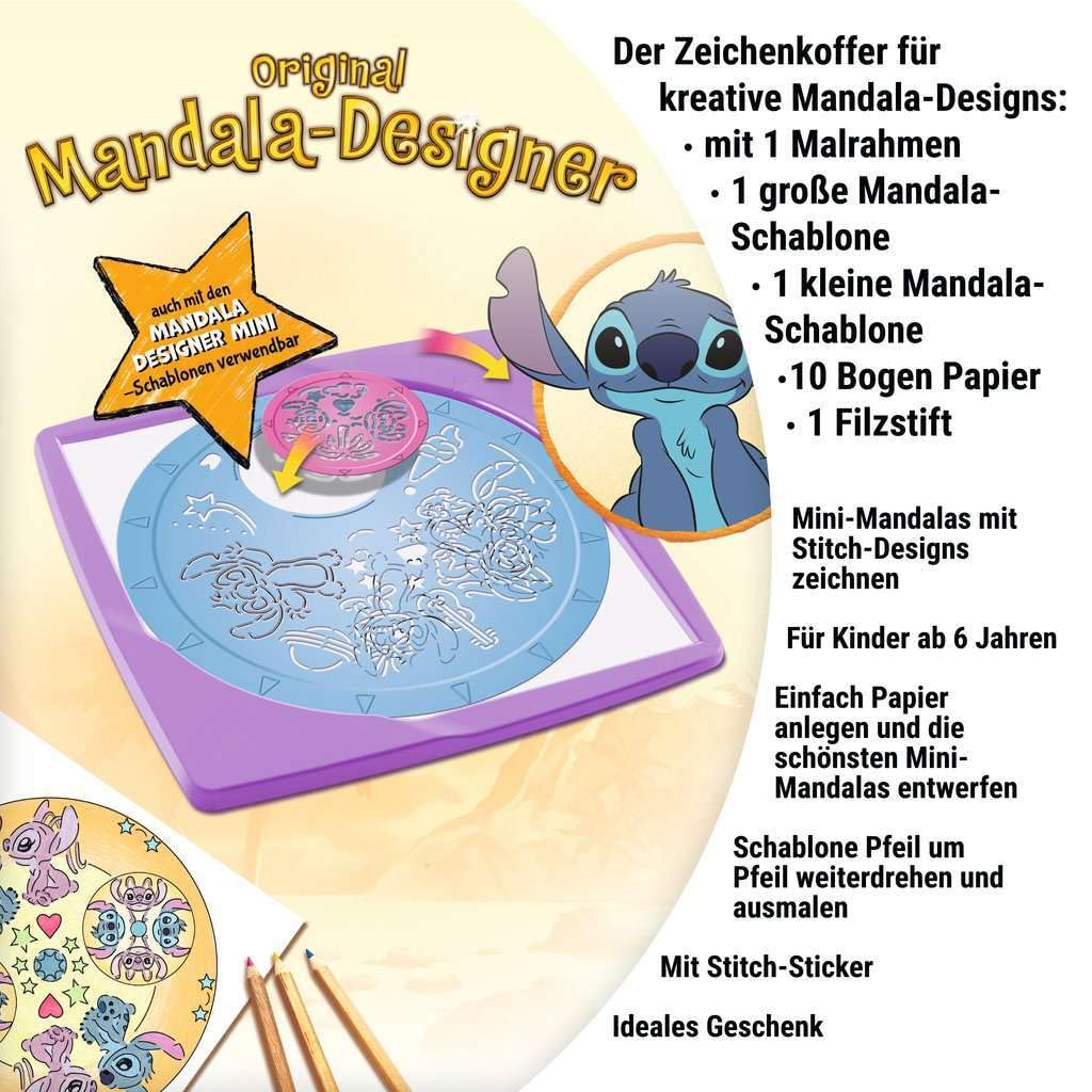 Mandala-Designer Midi Disney Stitch: Zeichenset für endlose Mandalas