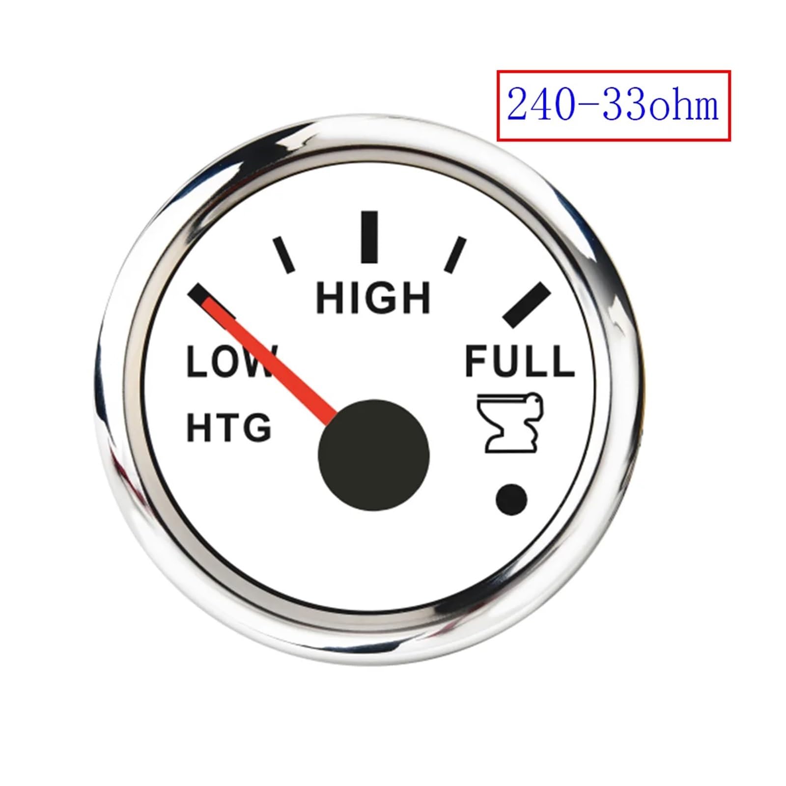 Indicatore di livello impermeabile da 52 mm, 0-190 ohm, for acque reflue/acqua/carburante, indicatore temperatura dell'olio, pressione con allarme for barca, auto, voltmetro(Fuel gauge WS)