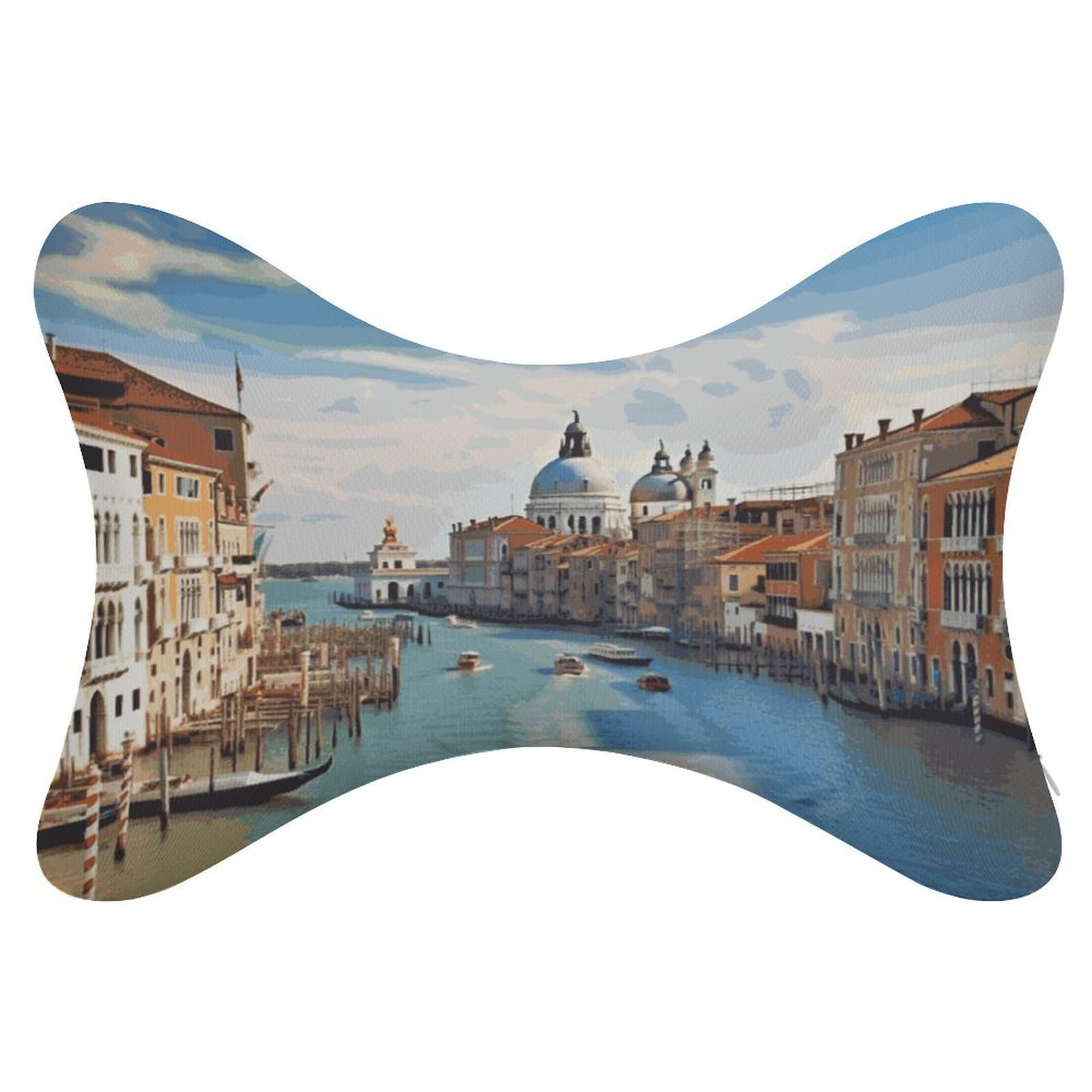 JTREHY Grand Canal in Italy Dog Bone Shaped Car Neck Pillow Travel Headrest Back Chiropractor Adjustable Strap Sofa Rest Chair for