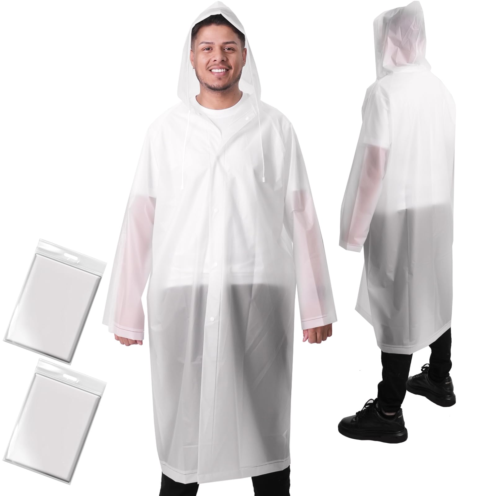 ANYOO Poncho Impermeabile Usa E Getta - Trasparente, Taglia Unica, Per Pioggia, Eventi, Emergenza - Foto 7