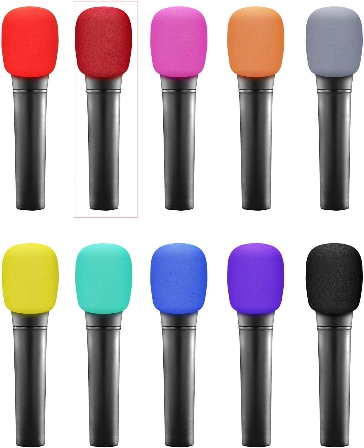 Fielect 2Pcs Microphone Cover Sponge Foam Mic Cover Handheld Microphone Windscreen Shield Protection Micro Foam Filter Wine Red for KTV Broadcasting - Image 8