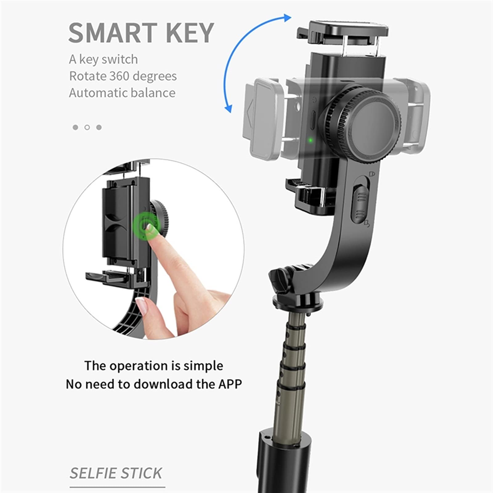 SCRUBY Treppiede estensibile per selfie Bluetooth con otturatore remoto mini stick portatile per selfie (nero)