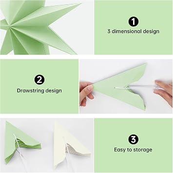 6pcs Paper Star Lanterns 9 Pointed 30cm Christmas Hanging Decorations DIY 3D Hanging Paper Stars for Christmas Birthday Wedding Party Decoration