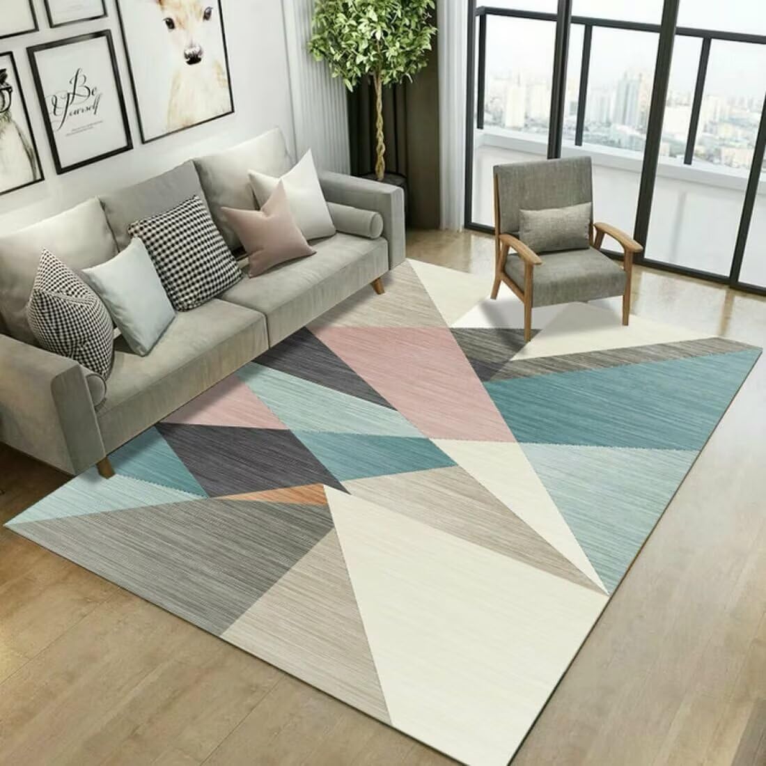 Tapis d'extérieur triangle lavable pour protéger et décorer le sol