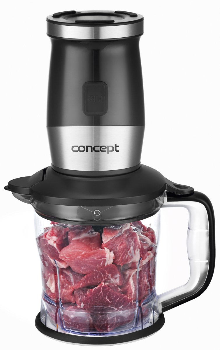 CONCEPT électroménager SM3390 Mixeur smoothie « FRESH & NUTRI », 700 W, noir, 1200 ml hachoir, moulin, 3 recipients en tritan, sans BPA, fonction Pulse, corps caoutchouc + inox, 23 000 tours/min.