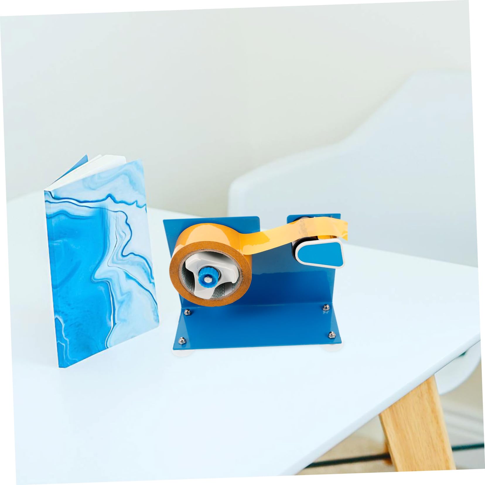 Distributore di Nastro Adesivo Portatile in Ferro Compatibile con Nastro da Imballaggio Fino con Taglierina Integrata e Base Ventosa per Uso Ufficio Magazzino e Domestico
