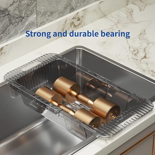 Miniatura 7 de Cesta coladora para colgar sobre el fregadero, lava verduras y frutas, drena pasta cocida y platos secos, coladores y coladores extensibles para