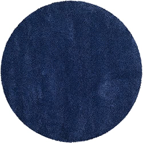 Image of CD Carpet Anti Slip Shaggy Fluffy Fur Rugs and Carpet for Living Room Bedroom Kids Room Plain Circle Carpets for Home with 2 Inch Thickness (Color Blue Size 4x4 Feet Round)