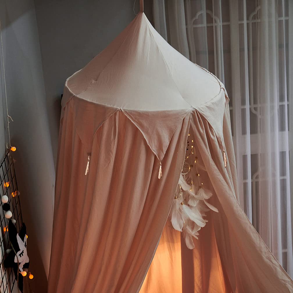 Lit à Baldaquin Bébé Coton Moustiquaire Enfant Ciel de Lit pour Chambre à Coucher (Rose,Taille unique)