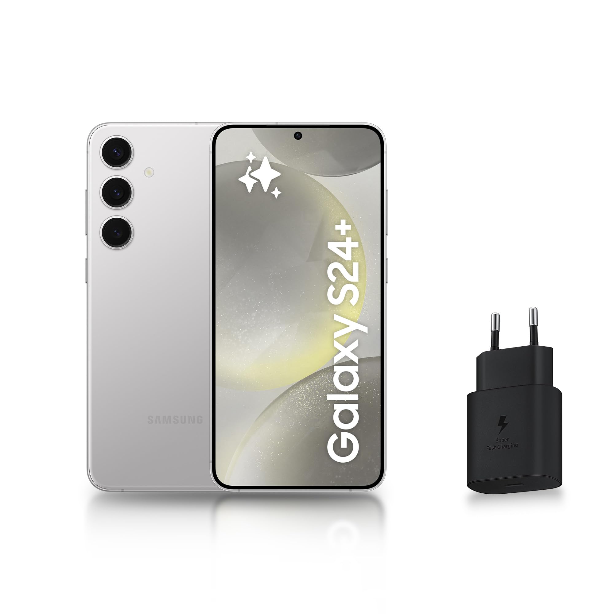 Samsung Galaxy S24 +, Smartphone Android 5G, 512 Go, Chargeur Secteur Rapide 25W Inclus [Exclusivité Amazon], Smartphone déverrouillé, Argent, Version FR