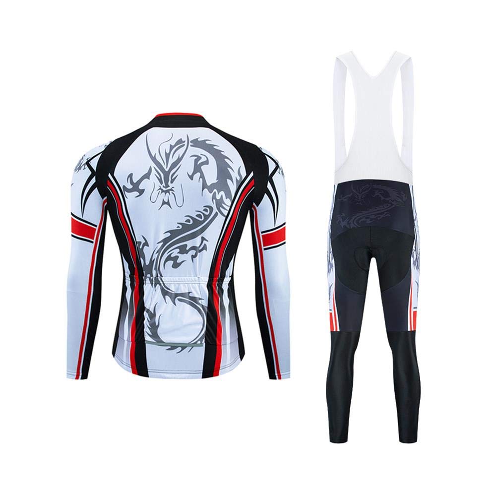 Moxilyn Fahrradtrikot, Radsport-Outfit für Herren, Winter, lange Ärmel + Hose, Fitnesskleidung, 9D-Gelkissen, Fahrradkostüm, winddicht und warm