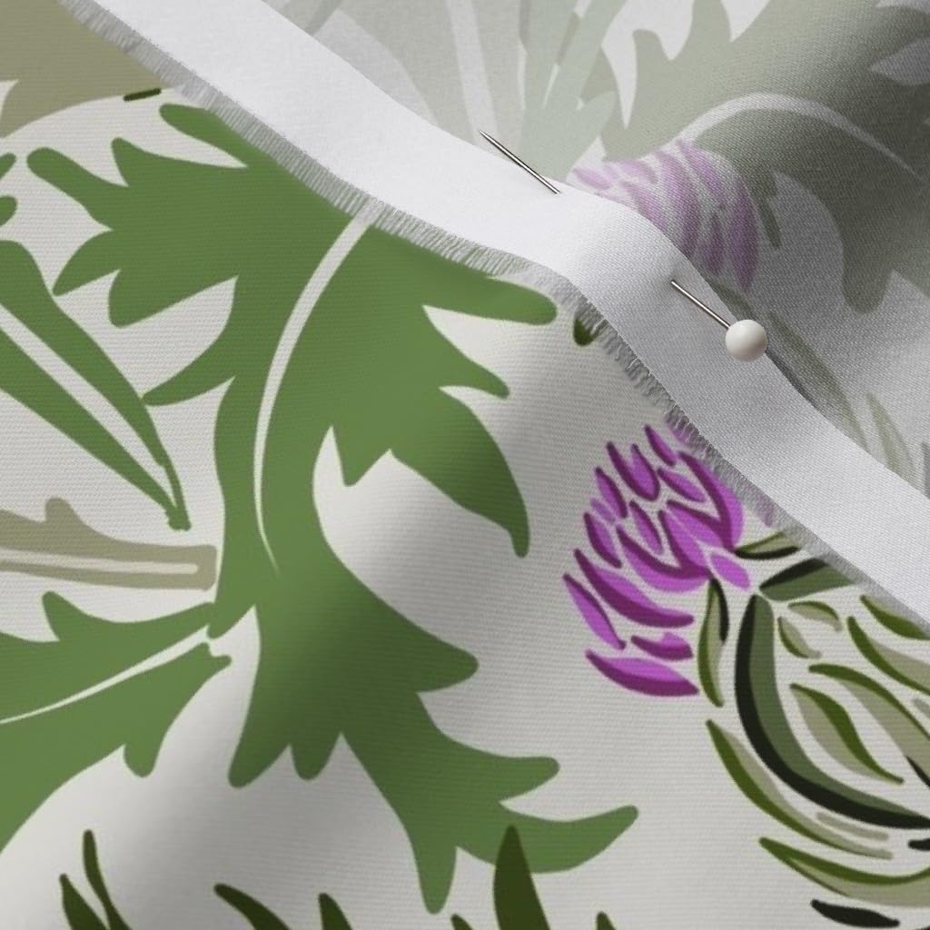 Spoonflower Fabric - Thistle Dance Flowers Nature Scottish Purple Printed on Organic Cotton Sateen Fabric by The Yard - Sewing Quilting Apparel Home Decor