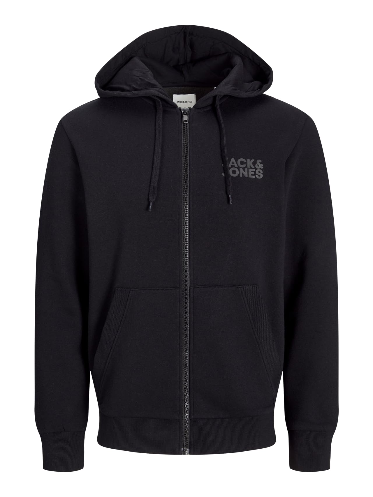 JACK & JONES Mens Logo Sweat Zip Hoodie Black XL