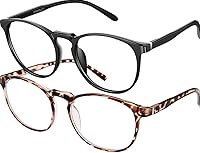 Vista 8 de Lentes de bloqueo de luz azul para mujeres y hombres, redondos, retro, antifatiga ocular, para juegos de computadora (leopardo + cristal)