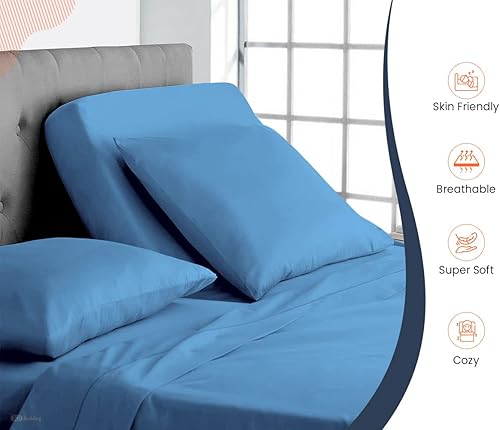 Miniatura 3 de SGI bedding Juego de sábanas de algodón egipcio de 600 hilos, tamaño King, juego de sábanas divididas para cama ajustable, tamaño King, 32 pulgadas,