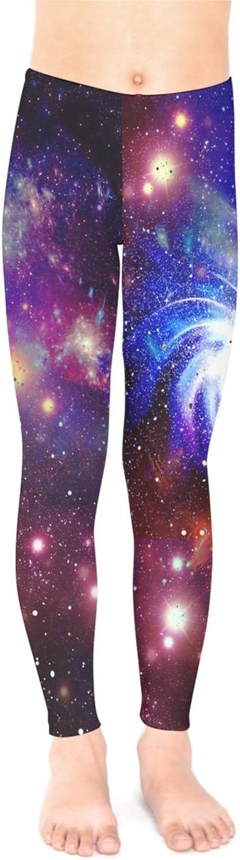 PattyCandy Galaxy Celestial and Night Sky Pattern Unisex Little & Big Kids Long Stretch Leggings,Size:2-16