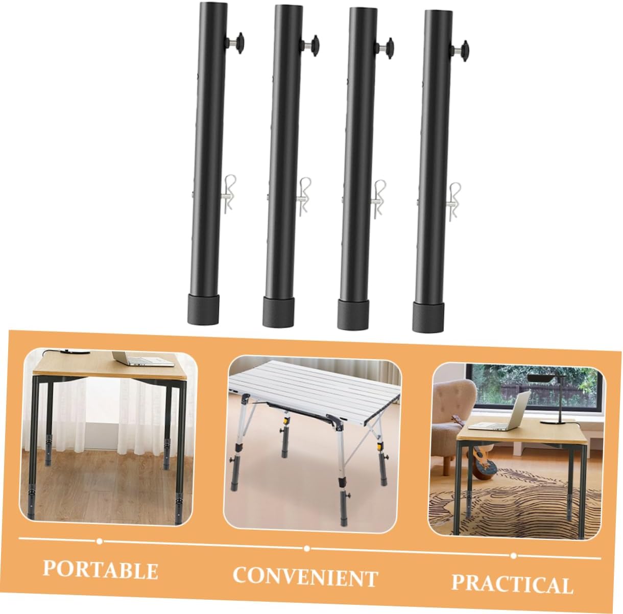 4Pcs Table Leg Extenders for Folding Tables Table Leg Extenders for Home Office School Durable Stable Design for Desks Kitchen