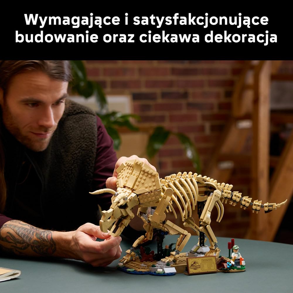 LEGO Jurassic World Szkielety dinozaurów: triceratops 77985 | Kolekcjonerska figurka, model triceratopsa, prezent dla fana dinozaurów, zestaw dla dorosłych do ekspozycji, 1154 elementy